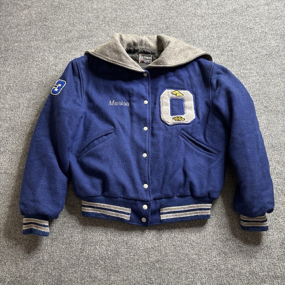 Butwin Letterman Jacket Woman's Ladies Girls Letter Wool With Hood Owatana MN